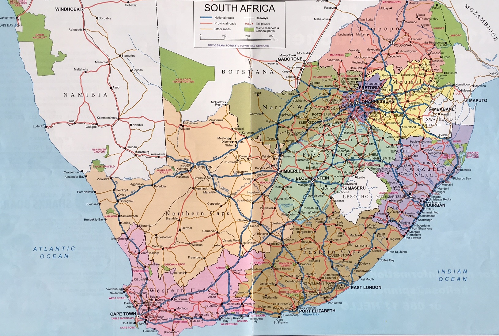 Южно Африканская Республика на карте